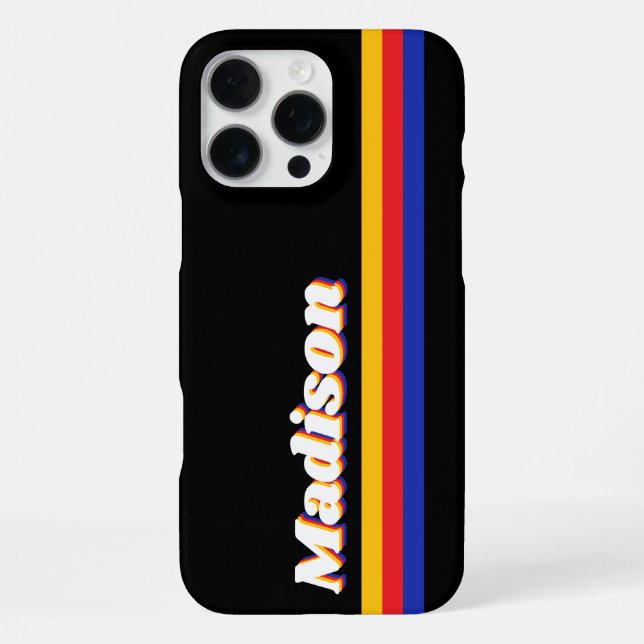 Monogram Retro Stripes iPhone Case (Back)