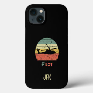 Monogram, Retro Sunset, Helicopter Airplane iPhone 13 Case