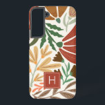 Monogram Retro Terracotta Floral Boho Samsung Galaxy Case<br><div class="desc">Monogram Retro Terracotta Floral Boho Samsung Galaxy S22  Case. Perfect as a custom gift to a girl,  daughter,  your friend or officemate.</div>