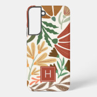 Monogram Retro Terracotta Floral Boho