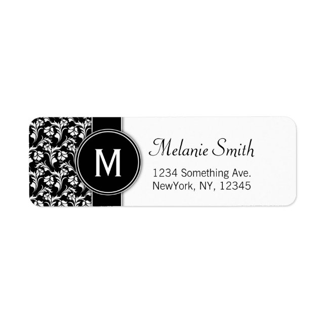 Monogram return address labels custom floral (Front)
