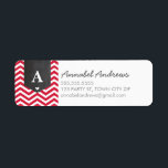 MONOGRAM RETURN ADDRESS modern chevron bright red<br><div class="desc">A modern, monogrammed design featuring the trendy chevron stripe pattern and personalized with your initial! Setup as a template it is easy to customize with your own text - make it yours! Love the design but want to see it altered - different colour - a different product to complete your...</div>