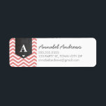MONOGRAM RETURN ADDRESS modern chevron coral pink<br><div class="desc">A modern, monogrammed design featuring the trendy chevron stripe pattern and personalized with your initial! Setup as a template it is easy to customize with your own text - make it yours! Love the design but want to see it altered - different colour - a different product to complete your...</div>