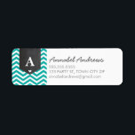 MONOGRAM RETURN ADDRESS modern chevron jade green<br><div class="desc">A modern, monogrammed design featuring the trendy chevron stripe pattern and personalized with your initial! Setup as a template it is easy to customize with your own text - make it yours! Love the design but want to see it altered - different colour - a different product to complete your...</div>