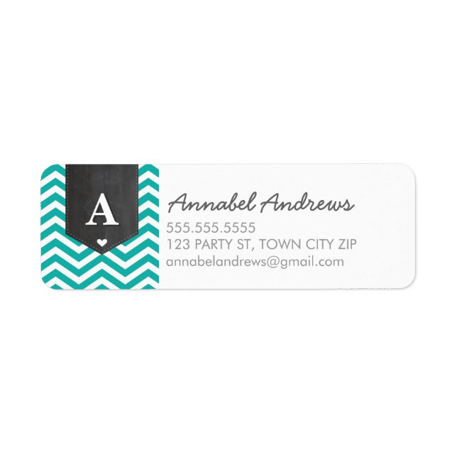 MONOGRAM RETURN ADDRESS modern chevron jade green (Front)