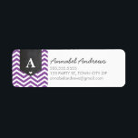 MONOGRAM RETURN ADDRESS modern chevron purple<br><div class="desc">A modern, monogrammed design featuring the trendy chevron stripe pattern and personalized with your initial! Setup as a template it is easy to customize with your own text - make it yours! Love the design but want to see it altered - different colour - a different product to complete your...</div>