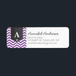 MONOGRAM RETURN ADDRESS modern chevron purple<br><div class="desc">A modern, monogrammed design featuring the trendy chevron stripe pattern and personalized with your initial! Setup as a template it is easy to customize with your own text - make it yours! Love the design but want to see it altered - different colour - a different product to complete your...</div>