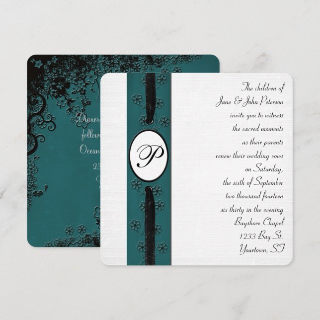 Monogram Ribbon for Vow Renewal Invitation (Front/Back)