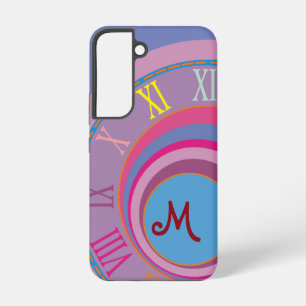 Monogram Roman Numerals Swirl Circles Colourful Ar Samsung Galaxy Case