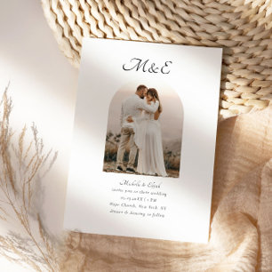 Monogram Romantic Arch Photo Elegant Wedding Invitation
