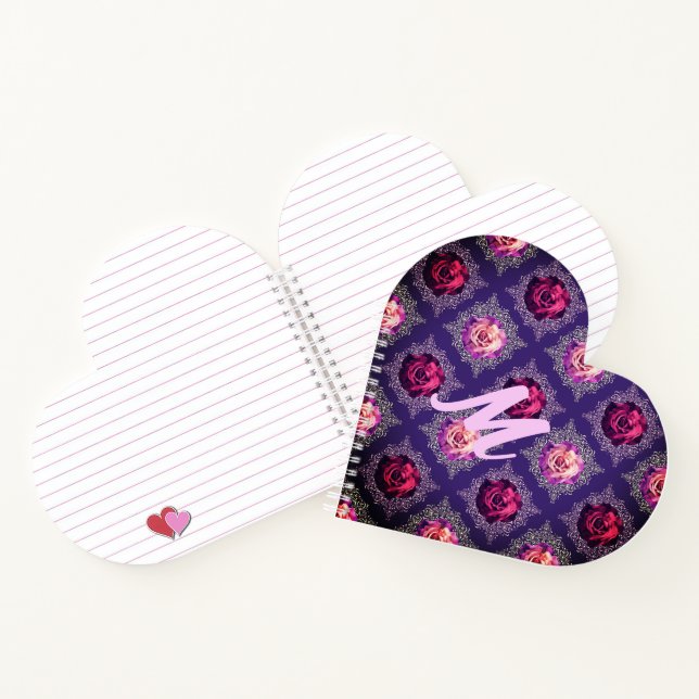 Monogram Romantic Purple Rose Love Notebook (Inside)