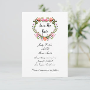 Monogram Romantic Roses Floral Heart Save The Date