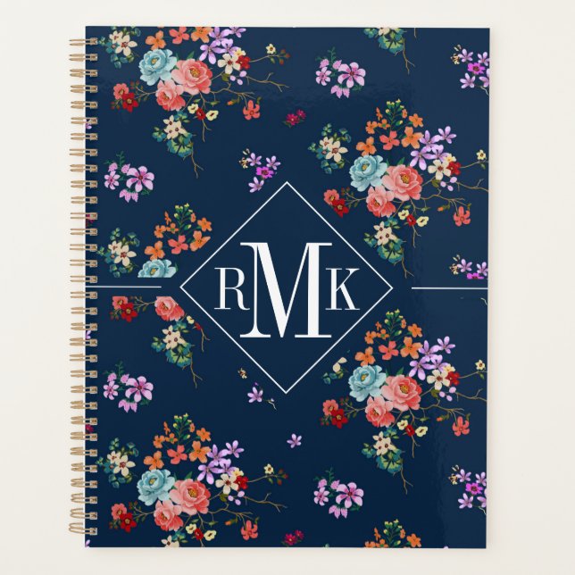 Monogram | Rose Bouquet Floral Pattern Planner (Front)