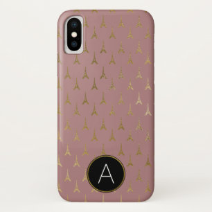 Monogram Rose Gold and Gold Foil Paris France Case-Mate iPhone Case
