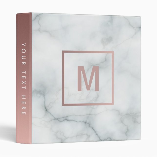 monogram rose gold and  white marble stone binder (Front/Spine)