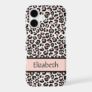 Monogram Rose Gold Black Leopard Print
