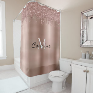 Monogram Rose Gold Dripping Glitter Metallic