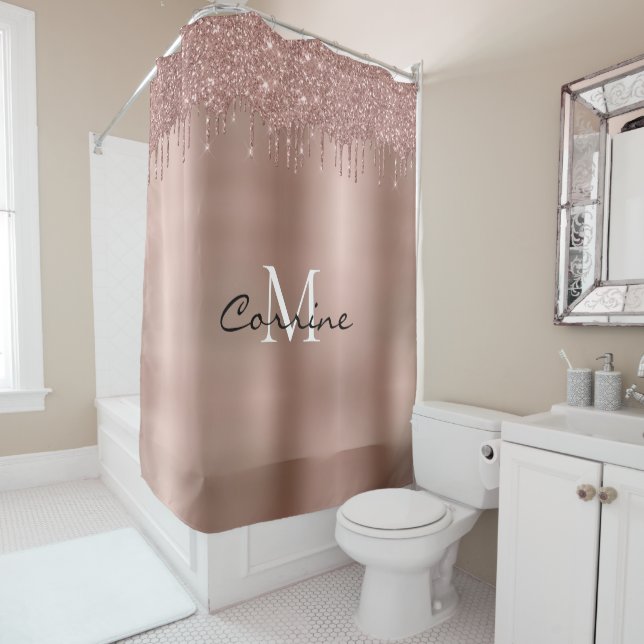 Monogram Rose Gold Dripping Glitter Metallic (In Situ)