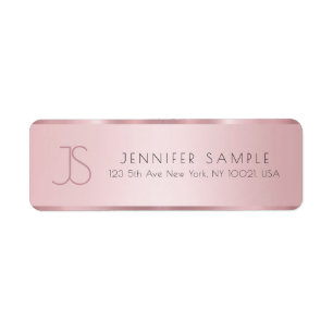 Monogram Rose Gold Elegant Adresse de retour