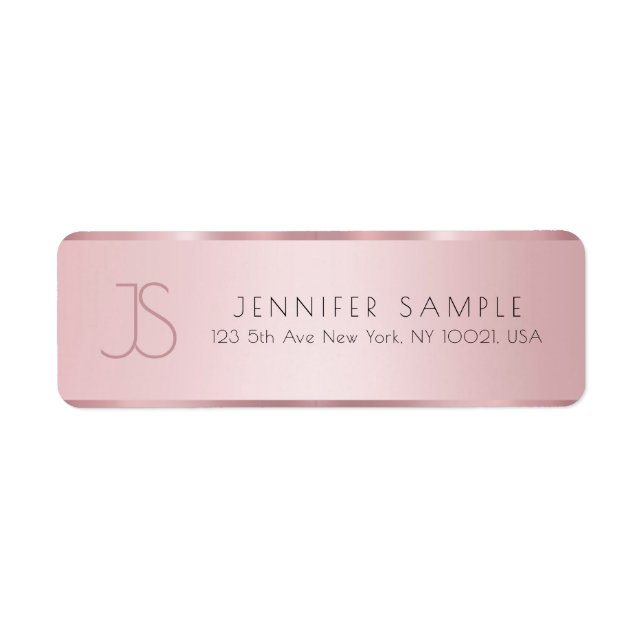 Monogram Rose Gold Elegant Adresse de retour (Devant)