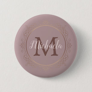 Monogram Rose Gold Elegant Modern Template 2 Inch Round Button