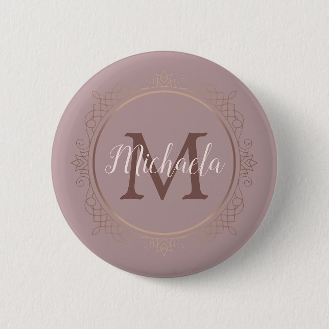 Monogram Rose Gold Elegant Modern Template 2 Inch Round Button (Front)