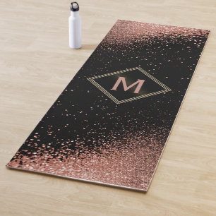 Monogram Rose Gold Faux Glitter   Yoga Mat