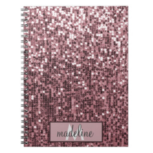 Monogram Rose Gold Glitter Sequin Sparkly Notebook