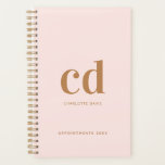 Monogram rose gold initials elegant planner<br><div class="desc">A feminine rose gold background,  golden text. Personalize and add your monogram initials,  name and a title year  (any year).</div>