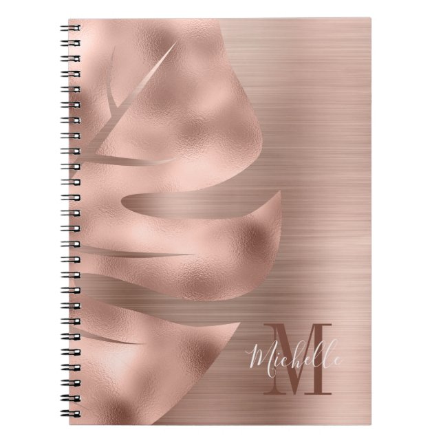 Monogram Rose Gold Leaf Notebook (Front)