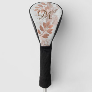 Monogram Rose Gold Leaves Golf Head Cover