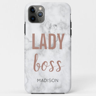 Monogram Rose Gold Lettering Marble Lady boss iPhone 11 Pro Max Case
