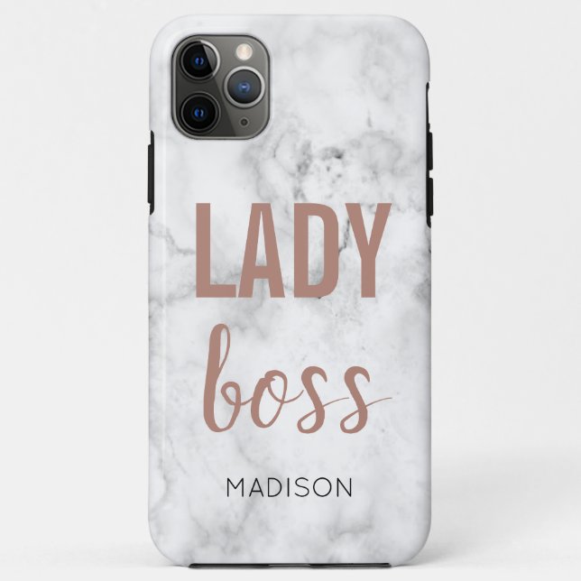 Monogram Rose Gold Lettering | Marble  Lady boss Case-Mate iPhone Case (Back)