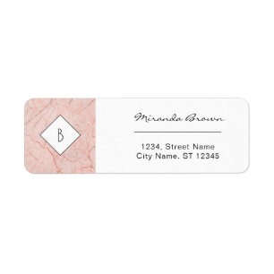 Monogram Rose Gold Marble Return Address Label