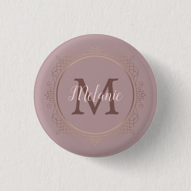 Monogram Rose Gold Template Elegant Modern 1 Inch Round Button (Front)