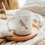 Monogram Rose Gold Watercolor Flower Letter X Coffee Mug<br><div class="desc">Monogram Rose Gold Watercolor Flower Letter X</div>