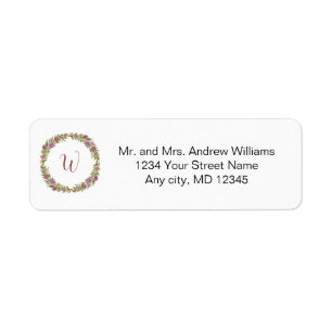 Monogram Rose Green Floral Adresse de retour