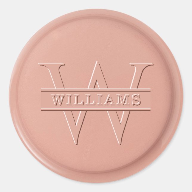Monogram Rose Latte Wax Seal Sticker (Front)