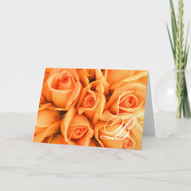 Monogram Rose Note Card Template (Front)