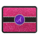 Monogram rose pink glitter purple diamond circle