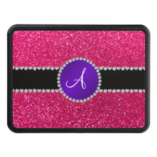 Monogram rose pink glitter purple diamond circle trailer hitch cover