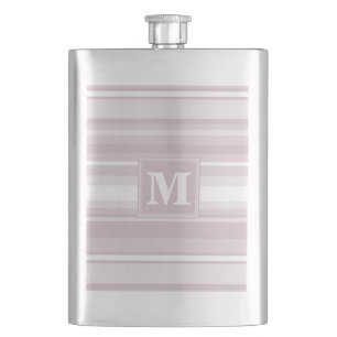Monogram rose quartz stripes hip flask