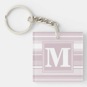 Monogram rose quartz stripes keychain