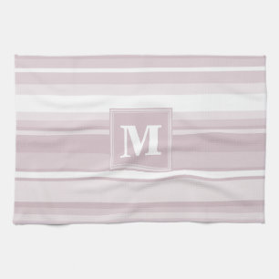 Monogram rose quartz stripes kitchen towel