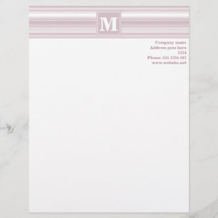 Monogram rose quartz stripes letterhead