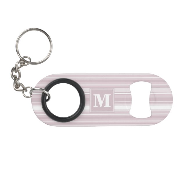 Monogram rose quartz stripes mini bottle opener (Front (Horizontal))