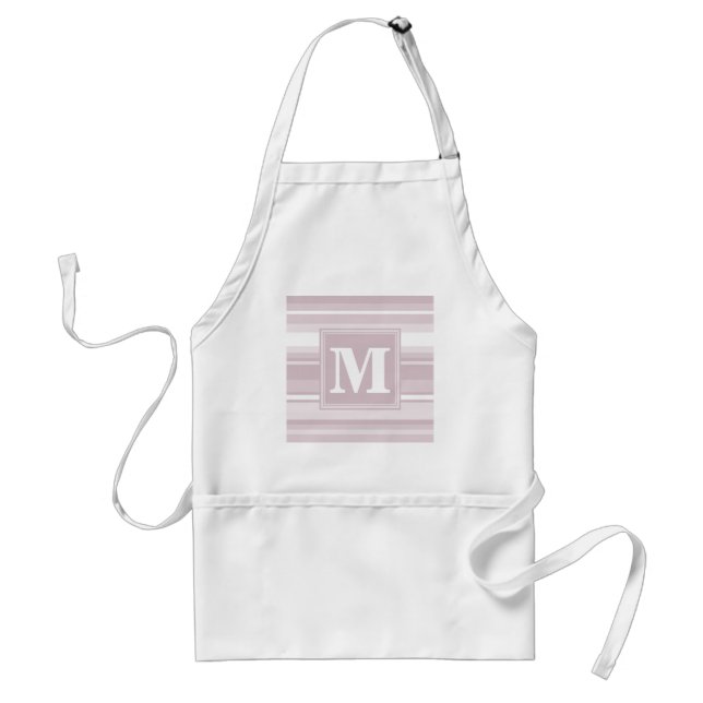 Monogram rose quartz stripes standard apron (Front)