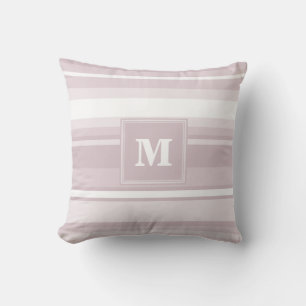 Monogram rose quartz stripes throw pillow