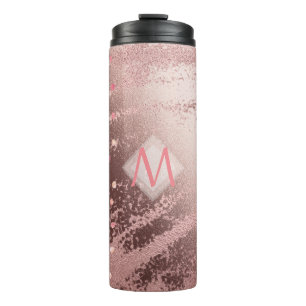 Monogram ROSEGOLD Metallic Foil Confetti Look Thermal Tumbler