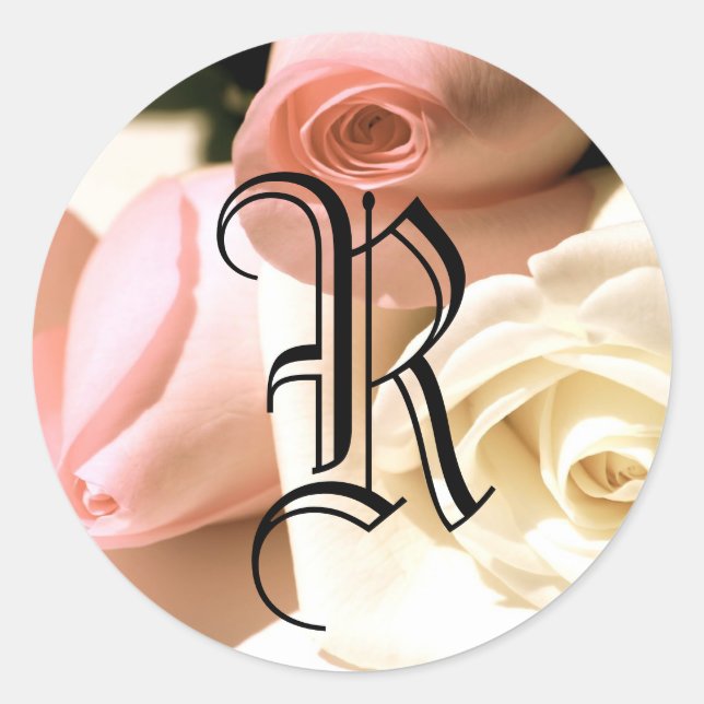 Monogram Roses Sticker Customizable (Front)
